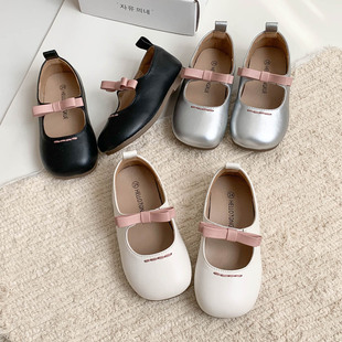 慕葵家韩国童鞋25春款女童洋气公主鞋软底宝宝单鞋蝴蝶结小皮鞋