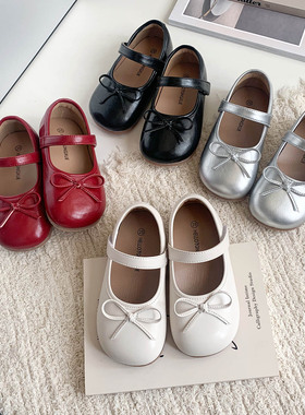 慕葵家韩版女童公主鞋软底浅口儿童单鞋黑色演出鞋小女孩芭蕾鞋