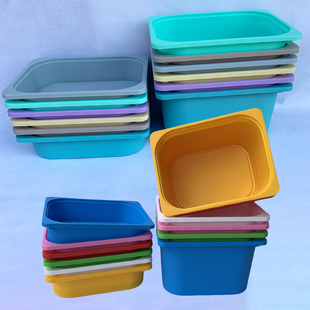 积木玩具框幼儿园儿童塑料彩色收纳箱家庭收拾盒储物盒叠加教具篮