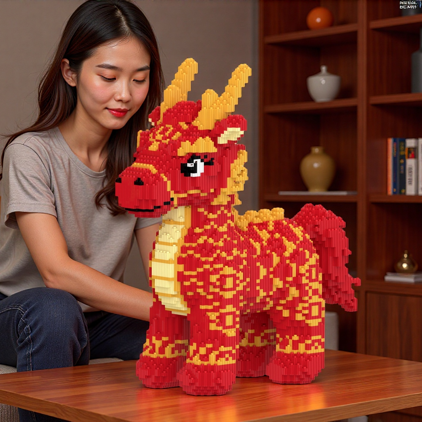 48CM马年祥瑞神兽金龙马积木