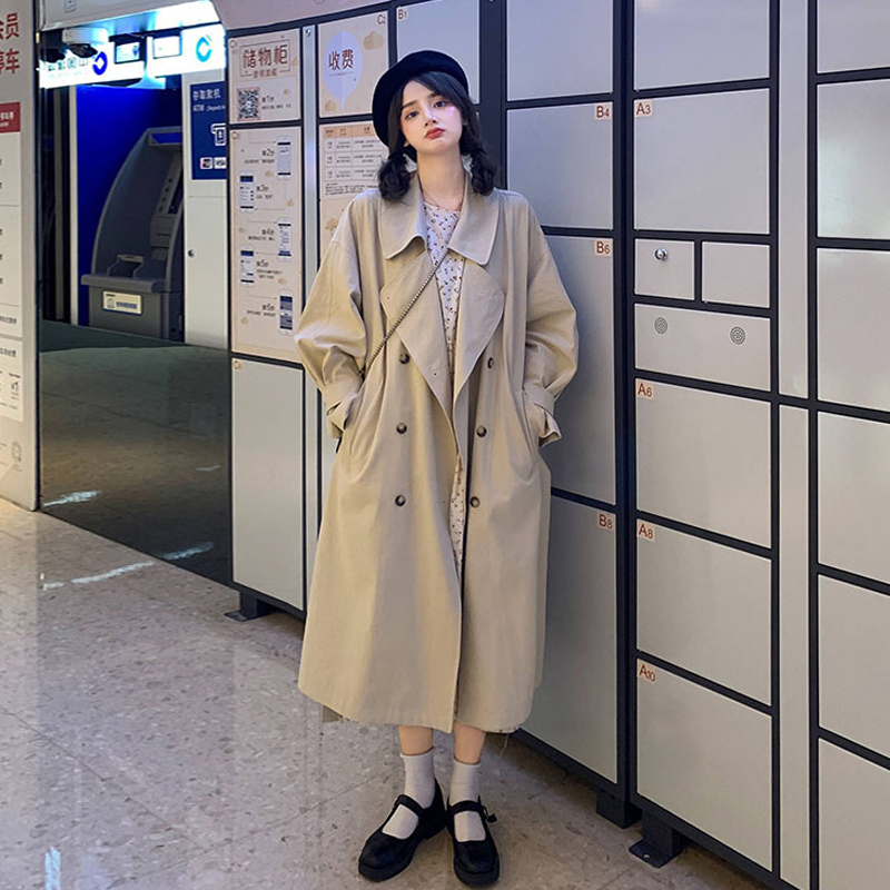 春秋2020新款韩版宽松英伦设计感风衣女小个子中长款百搭气质外套