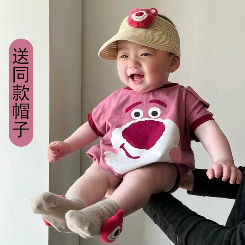 超萌婴儿包屁衣连体衣夏季薄款01岁男女宝宝夏装外出衣服三角哈衣