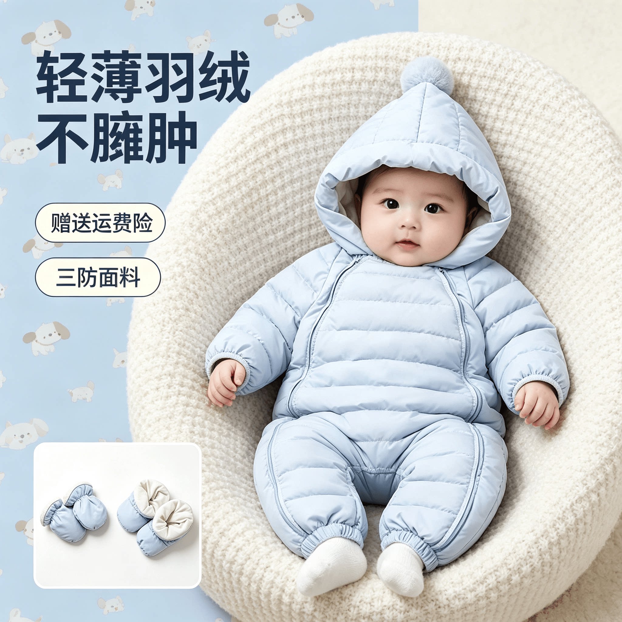 新生婴幼儿羽绒服冬季连体衣鸭绒轻薄小月龄男宝宝冬装外出女01岁