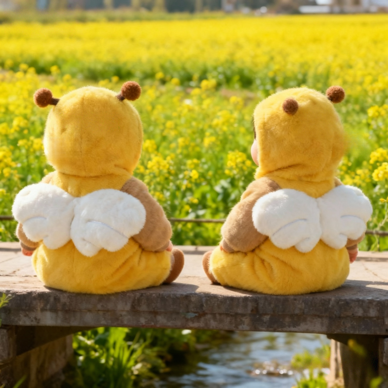 小蜜蜂婴儿连体衣冬季外出服01岁宝宝冬装小月龄超萌棉衣棉服外套