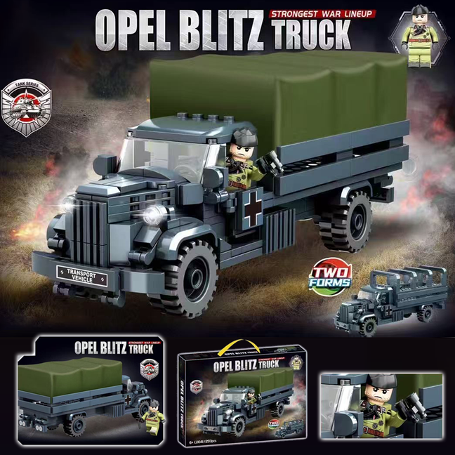 中国军事积木装甲物资运输卡车士兵人仔飞机汽车男孩拼装玩具礼物