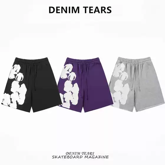 FOG High Street DENIM TEARS Kapok Foam Print Athletic Shorts Unisex Casual Pants