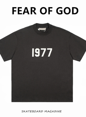 FEAR OF GOD FOG复线ESSENTIALS宽松1977植绒男女运动休闲短袖T恤