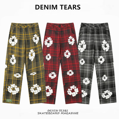 DENIMTEARS木棉花格子休闲长裤