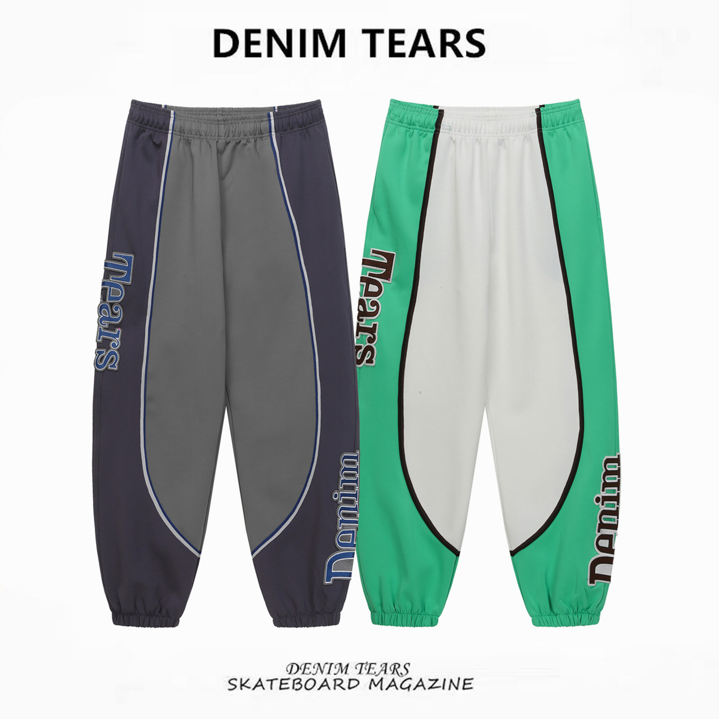 DENIMTEARS木棉花字母刺绣长裤