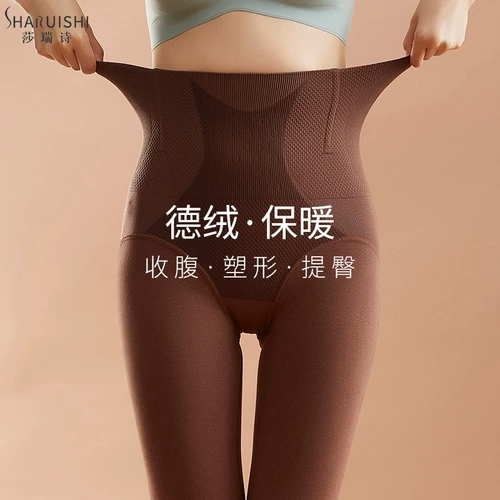 Бархатные удерживающие тепло штаны, утягивающий пояс на талию, флисовые утягивающие легинсы, термобелье, высокая талия, в обтяжку