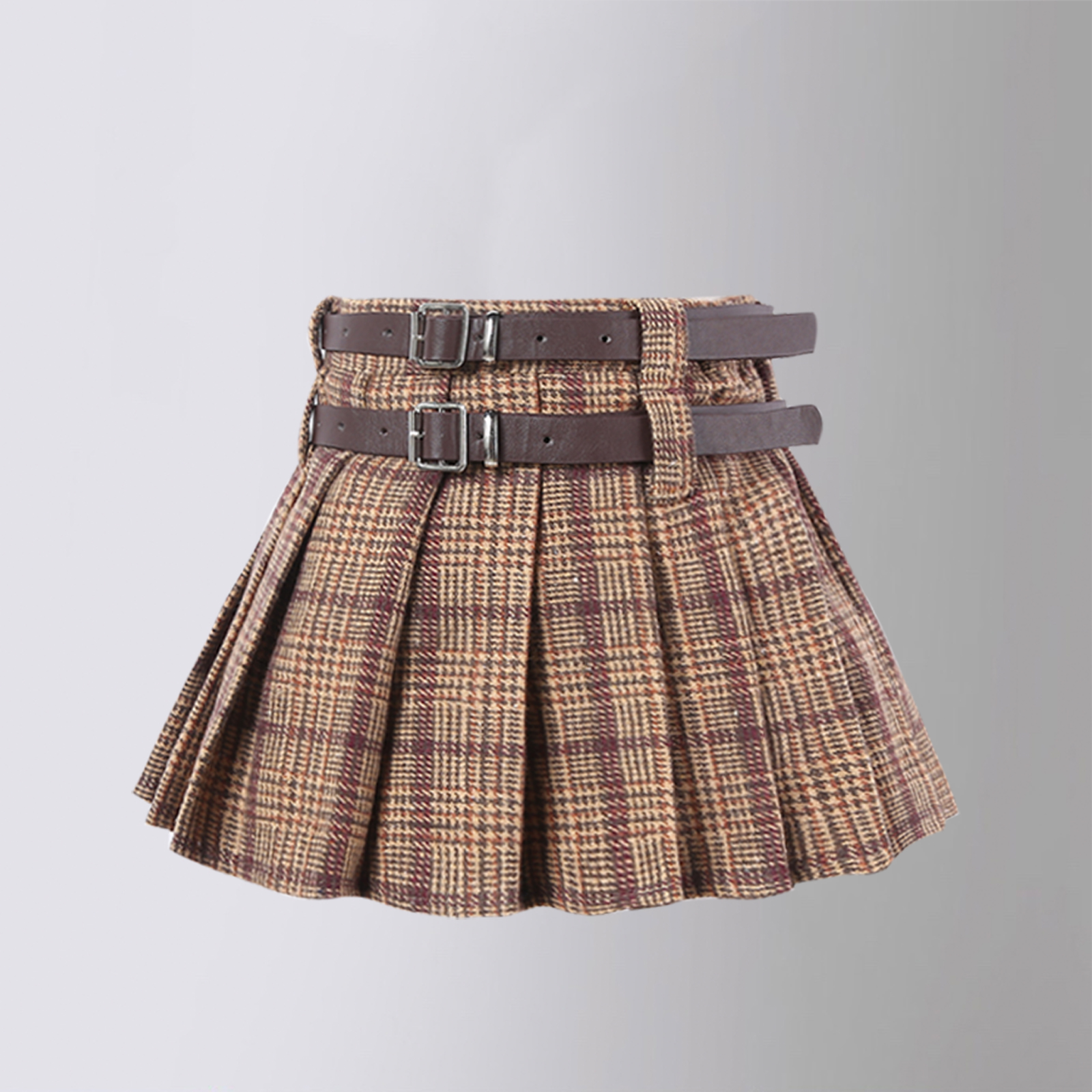 美拉德女童百褶裙毛呢格子