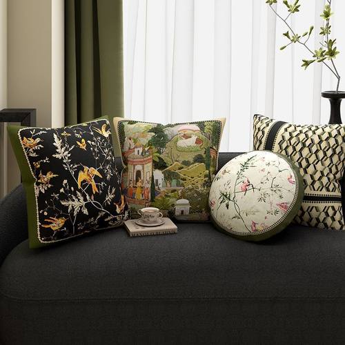 法式复古风抱枕客厅沙发卧室轻奢高级感绿色靠枕办公室睡觉靠垫