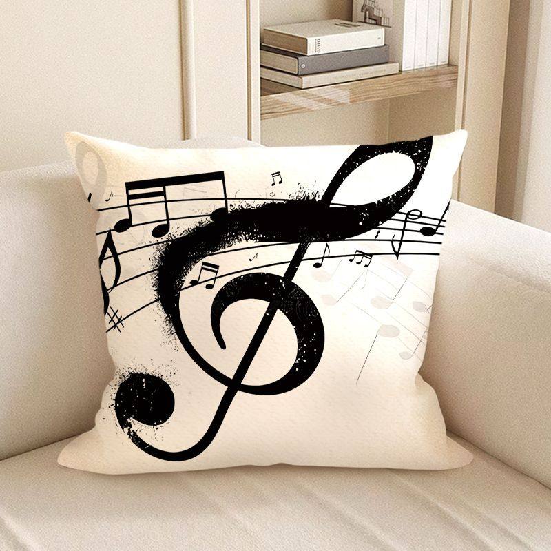 北欧音符黑色抱枕ins条纹靠垫简约沙发靠枕办公室靠垫花朵靠枕