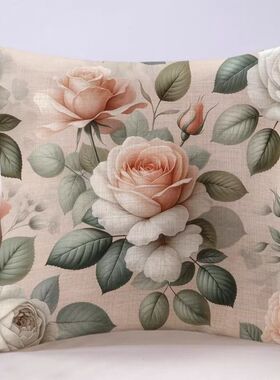 复古文艺花卉枕套方形办公室沙发客厅汽车拆洗靠垫床头护腰靠枕
