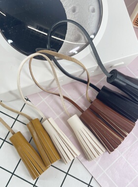 纯手工定制头层牛皮植鞣革双头流苏复古吊须包包配件真皮挂件流苏