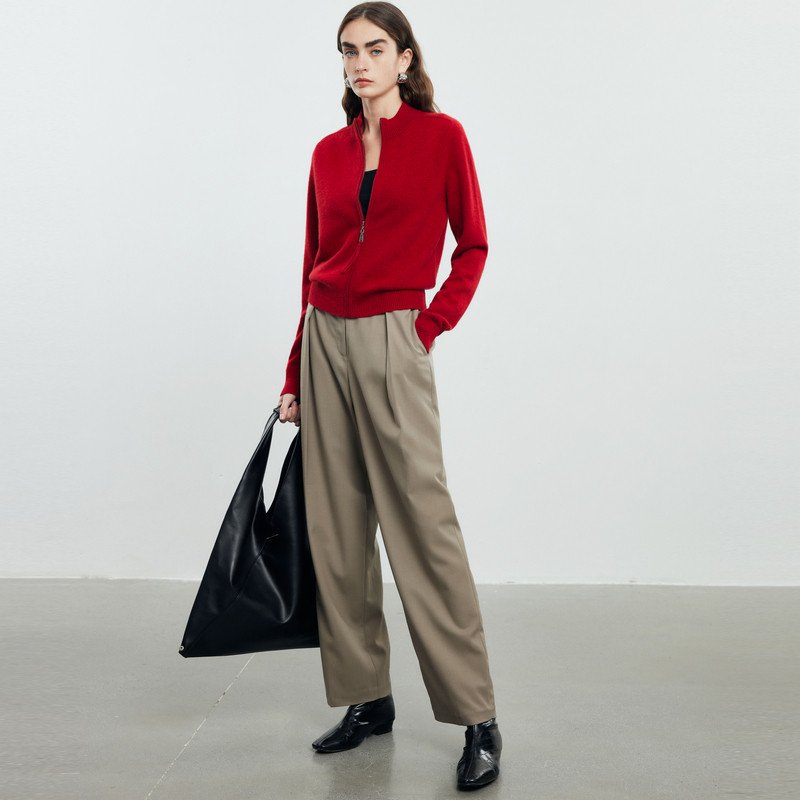 帕罗2025秋冬新款纯羊绒衫女士针织开衫纯色半高领内搭休闲毛衣,女装/女士精品,羊绒衫,淘宝优惠券,粉丝福利购,淘宝优惠卷