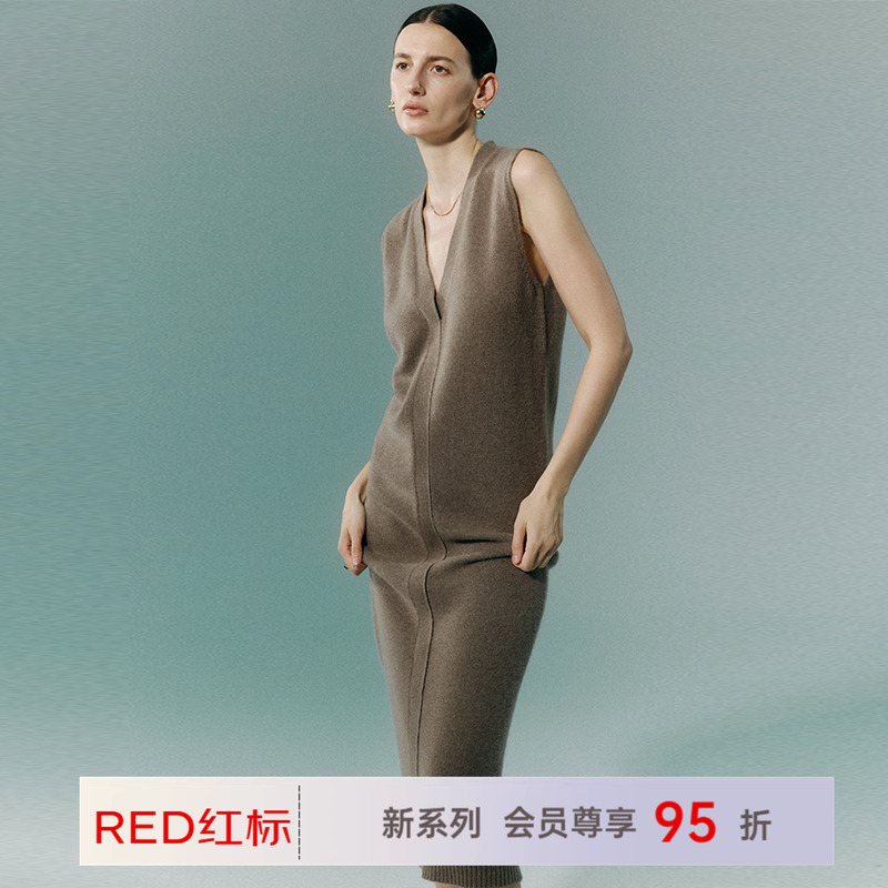 帕罗韩系风直筒裙纯羊绒连衣裙