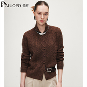 翻领纯山羊绒衫 PALUOPO 女 RED红标系列 秋冬新款 帕罗 商场同款