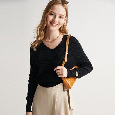 帕罗长袖花边领法式内搭打底衫女