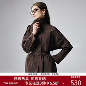 帕罗短外套秋新款 小个子纯色风衣外套女 翻领韩系穿搭系带长袖