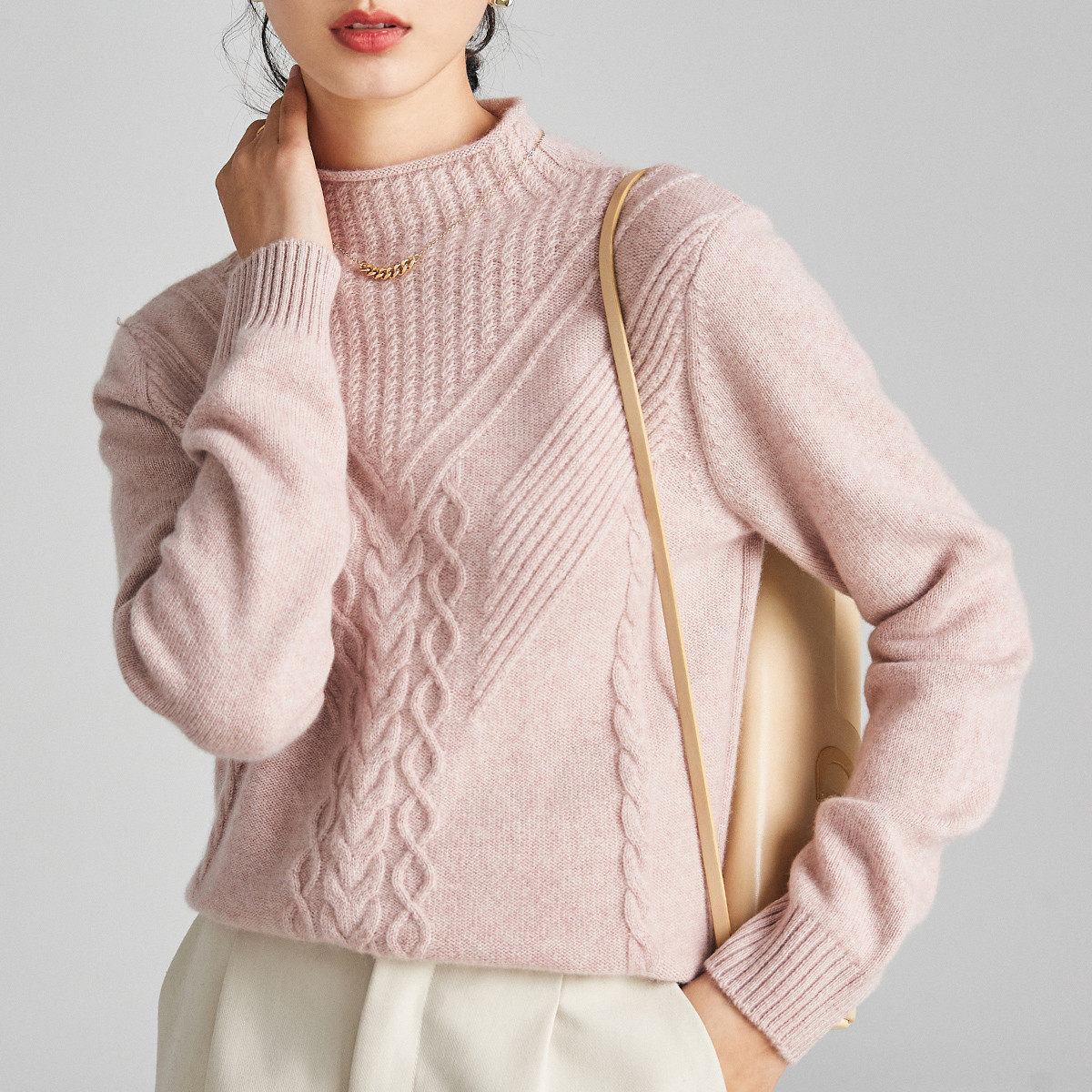 帕罗100%山羊绒秋冬新款绞花半高领毛衣时尚百搭保暖羊绒衫女,女装/女士精品,羊绒衫,淘宝优惠券,粉丝福利购,淘宝优惠卷