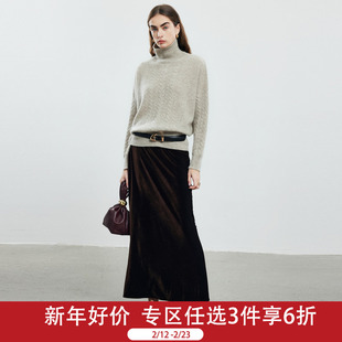 帕罗2025秋冬高领100%山羊绒针织衫女士休闲保暖新款彩纱毛衣