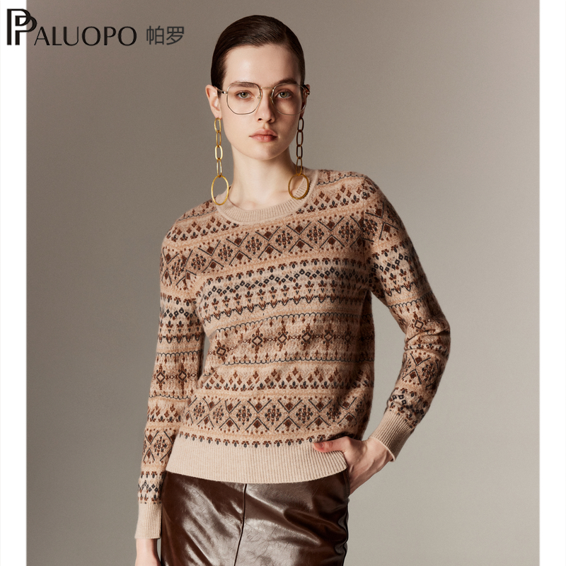 帕罗费尔岛提花100%纯山羊绒衫