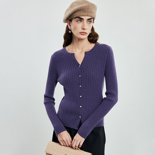 帕罗长袖V领通勤100%羊绒开衫