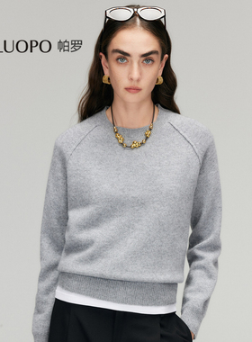 PALUOPO/帕罗7G电纺圆领25冬季新款纯羊绒衫女毛衣软糯厚重上衣