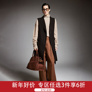 帕罗重工纯羊绒大衣秋冬翻领马甲中长款无袖气质双面呢马甲女