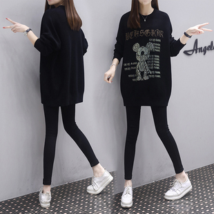 毛衣女2023年新款 卡通烫钻针织打底连衣裙 潮欧洲站秋冬宽松中长款