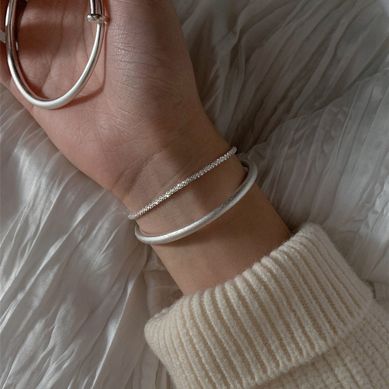 韩版个性简约猪鼻子网格手镯女复古时尚重工交叉麻花手环潮