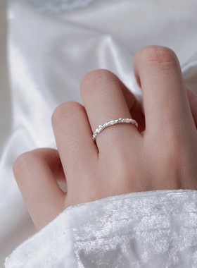 饰尚e族褶皱锡箔纸纹理戒指女个性时尚小众简约冷淡风百搭开口食