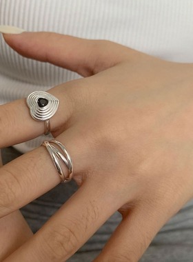 饰尚e族年轮爱心戒指女简约时尚设计感气质开口指环百搭叠