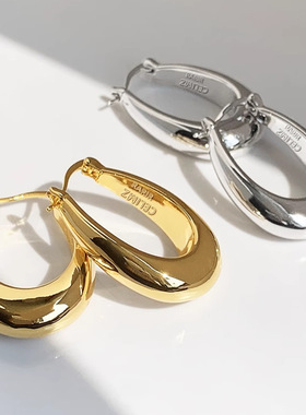 简约素圈耳扣2026新款爆款精致水滴椭圆形耳环轻奢高级感耳饰耳圈