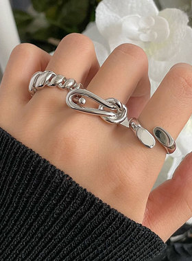 饰尚e族日韩几何不规则戒指女简约时尚气质可颂牛角包开口