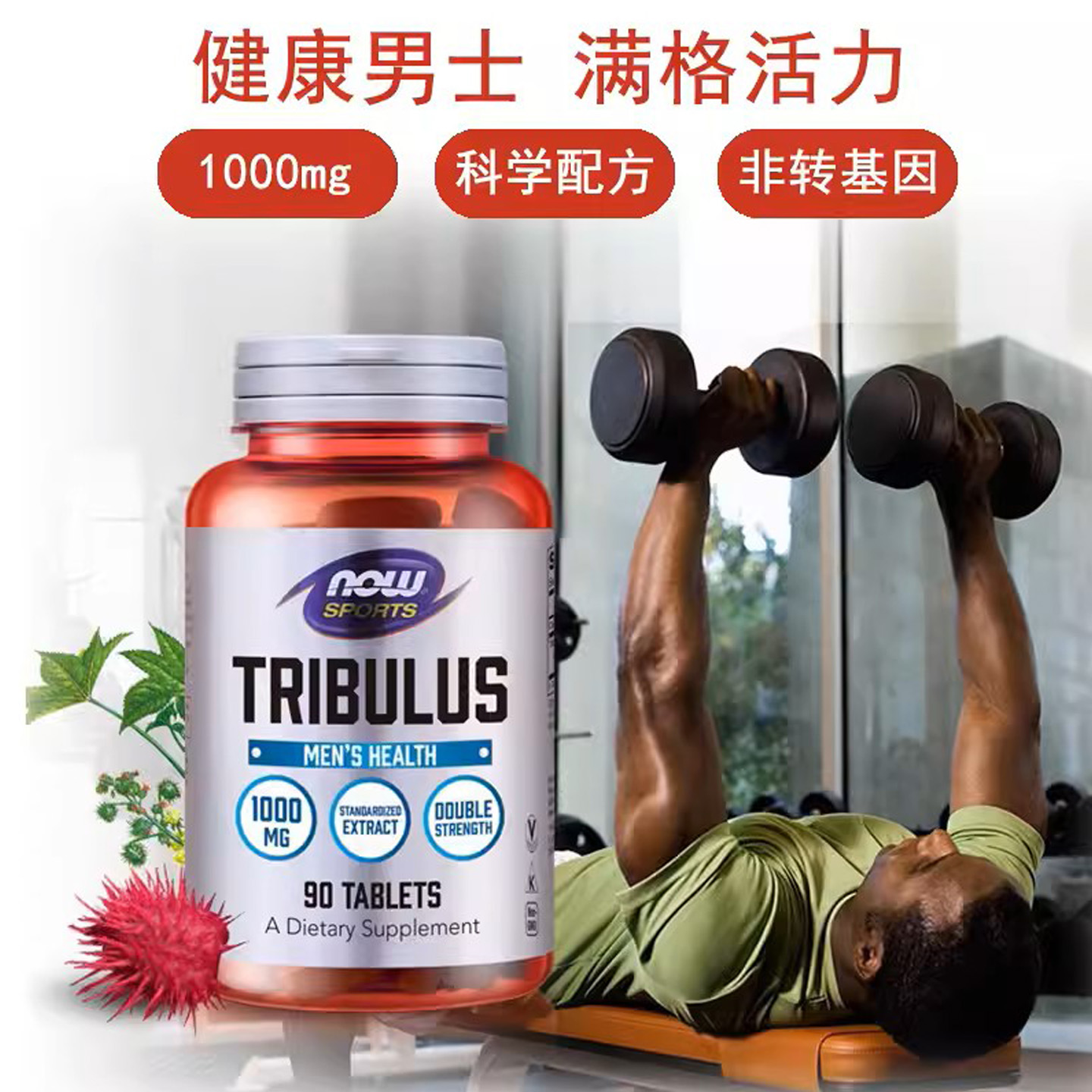 现货美国进口诺奥NOW Sports诺奥蒺藜皂甙1000mg90粒促睾健身