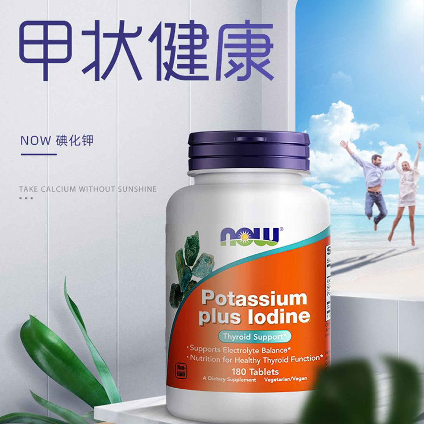 现货美国进口NOW诺奥碘化钾补碘补钾猫狗生骨肉自制