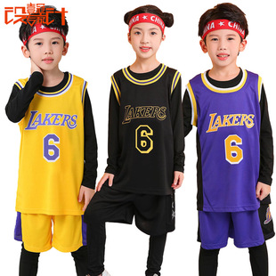 儿童湖人队6号詹姆斯篮球服宝宝比赛训练球衣童装运动班服印字号