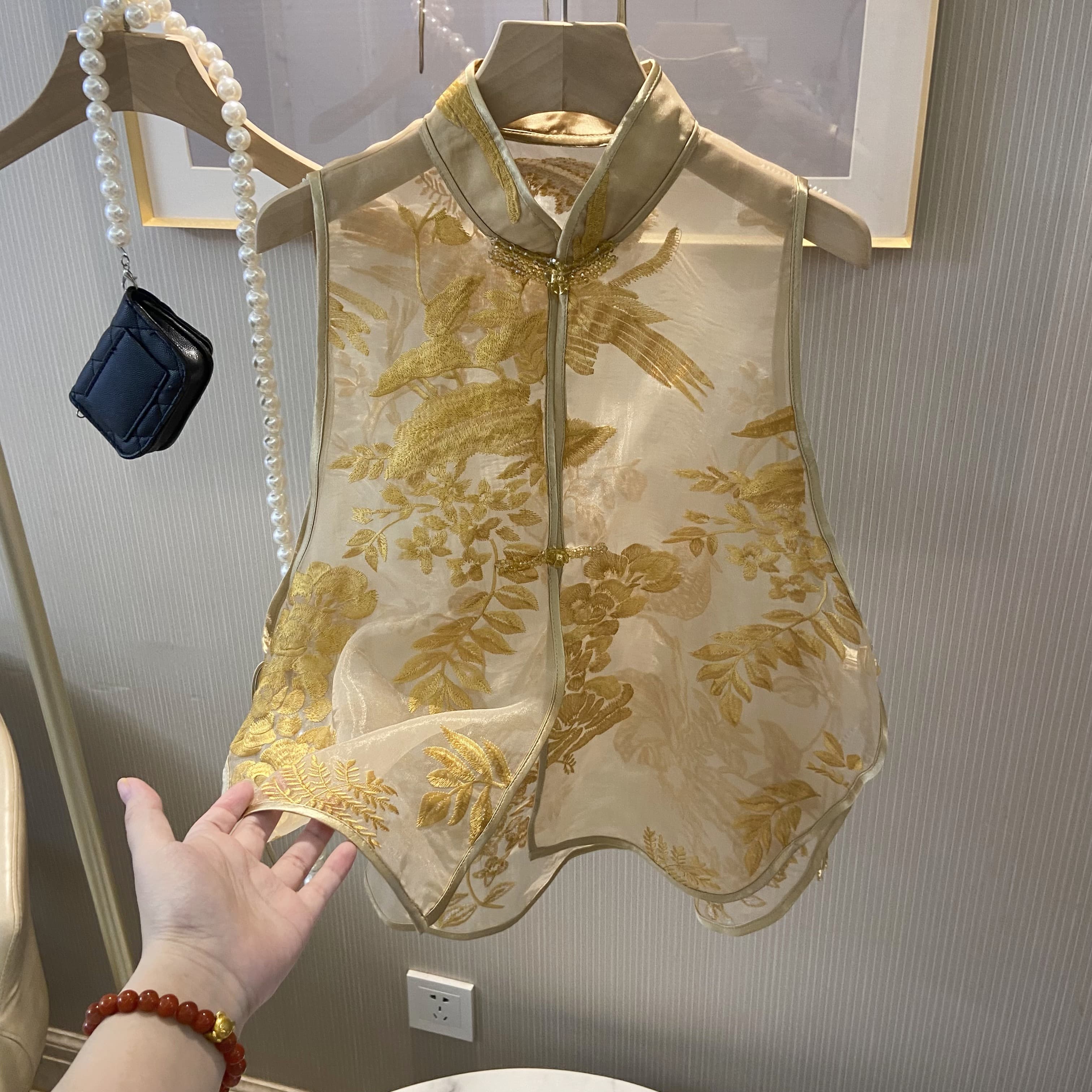 國風刺繡龍鳳天絲紗馬甲背心外套