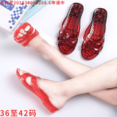 天坡跟塑胶简约家居室内怀旧经典 水晶拖鞋 女透明夏季 家用妈妈低跟