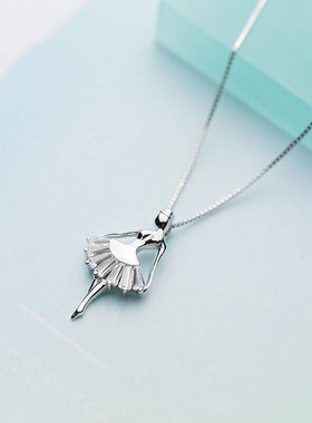 银项链韩版甜美镶钻芭蕾舞者