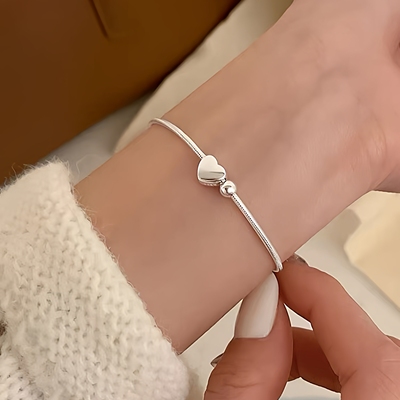 S925纯银韩版爱心小圆珠手链女轻奢小众设计手串简约百搭精致手饰