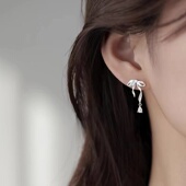 925银蝴蝶结耳钉轻奢新款 小众耳环高级感耳饰女 2024爆款