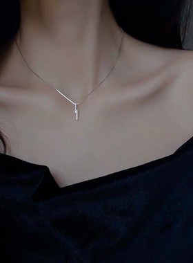 s925银长条几何项链女简约大方