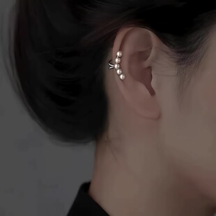925纯银珍珠耳夹无耳洞耳钉耳骨夹小众轻奢耳环女耳饰品