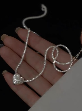 纯银满天星爱心项链女款2025新款爆款轻奢小众设计感女锁骨链简约