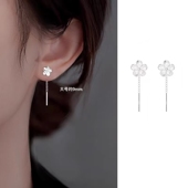 925银针栀子花耳线耳环女轻奢小众设计高级2024新款 耳饰 爆款