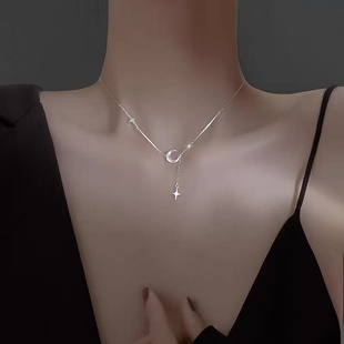 星月项链2025年新款女925纯银项链女高级设计感小众锁骨链配饰
