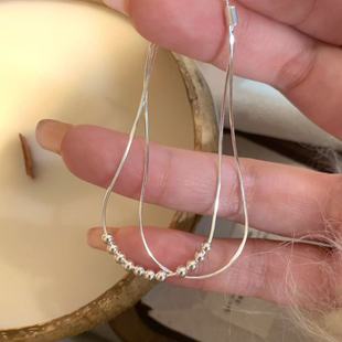 双层925纯银圆珠蛇骨链百搭韩系ins风不过时银色s925银手链